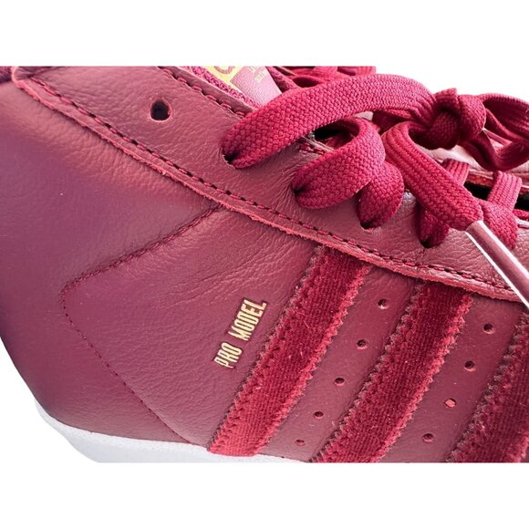 Adidas Originals Pro Model High Top Sneakers Size 5‎ Burgundy Velvet NIB - Picture 6 of 9